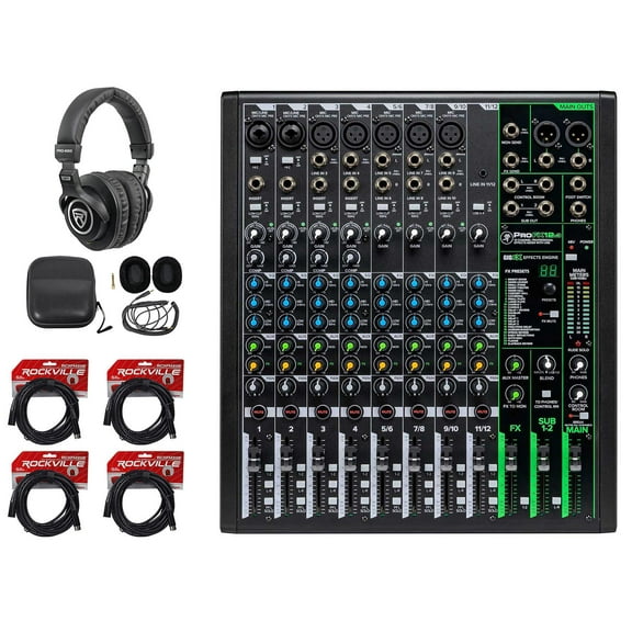Mackie ProFX12v3 12-Channel Effects Mixer w/USB+Headphones+Cables ProFX12 v3