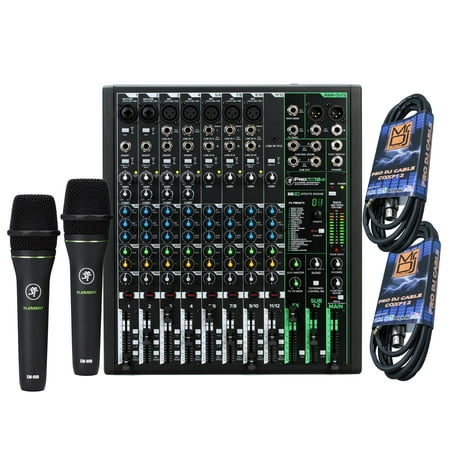 Mackie ProFX12v3 12-Channel Mixer with Built-in Effects and USB +2 Mackie EM-89D Cardioid Dynamic Vocal Microphone+Free Microphone Cables
