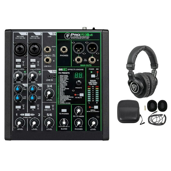 Mackie ProFX6v3 6-Channel Professional Effects Mixer w/USB ProFX6 v3+Headphones