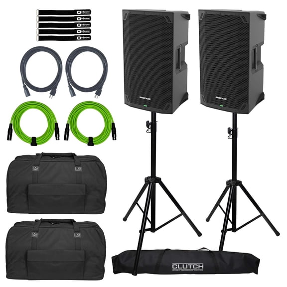 Mackie THUMP12v4 12" 1400W Powered Loudspeaker 2-Pack with Stands & Bags Package