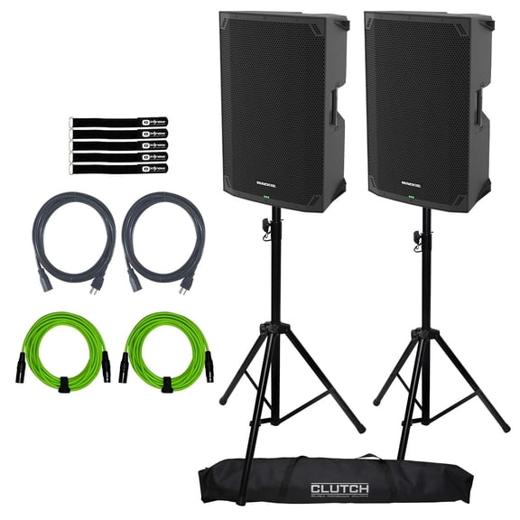 Mackie THUMP15v4 15" 1400W Powered Loudspeaker 2-Pack with Stands Package