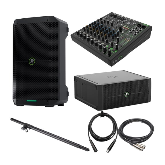 Mackie ThumpSub GO Battery Powered Subwoofer with Loudspeaker, Audio Mixer and Accessories Bundle