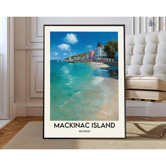 Mackinac Island Lake Huron Poster, Unframed Canvas 24x36in