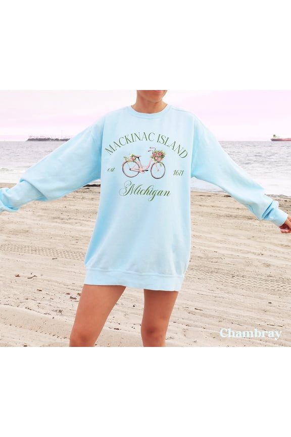 Mackinac Island Michigan Sweatshirt, Upper Peninsula, Upper Michigan, Michigan Gifts, Lake Vacation, Summer Crewneck, Floral Sweatshirts