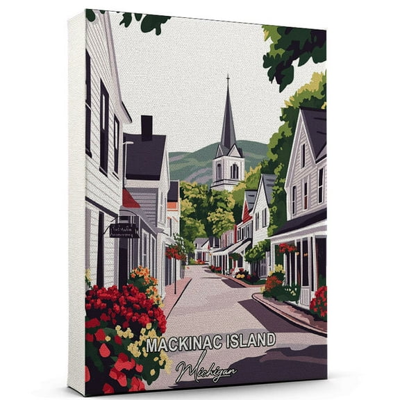 Mackinac Island Travel Canvas Wall Art  Michigan Canvas  A Scenic Artwork That Evokes Calmness, Wanderlust, and Connection with the World