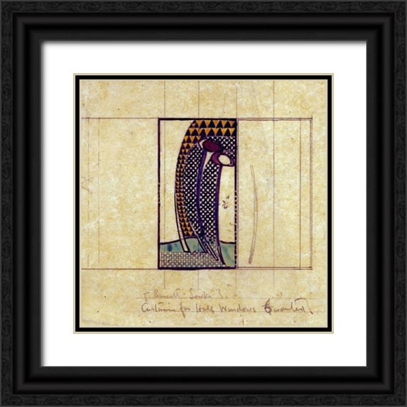 Mackintosh, Charles Rennie 15x15 Black Ornate Wood Framed with Double Matting Museum Art Print Titled - Design For Curtains For The Hall Windows