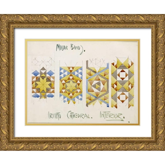 Mackintosh, Charles Rennie 18x14 Gold Ornate Wood Framed with Double Matting Museum Art Print Titled - Orvieto Cathedral, Mosaic Bands