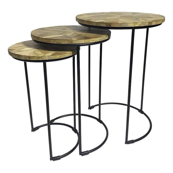 Mackintosh Round Nesting Tables - Natural Inlay/Black