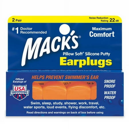 Macks Pillow Soft Ear Plugs, Hot Orange - 2 Pair, 6 Pack