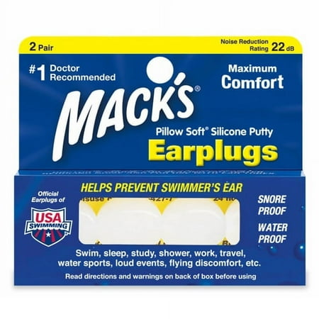 Macks Pillow Soft Silicone Ear Plugs - 2 Pair, 3 Pack