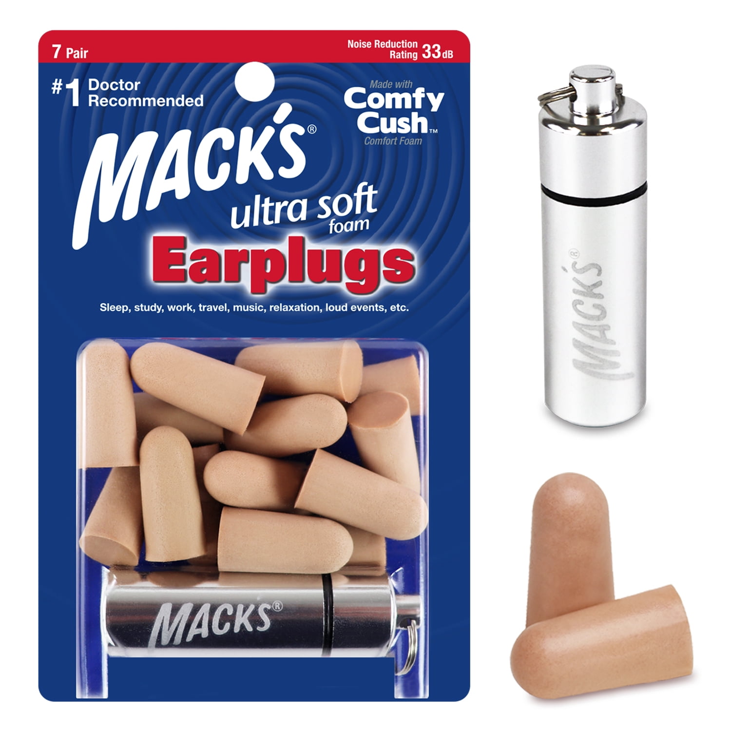 audiomate high-fidelity earplugs with metal keychain carry case and 2  interchangeable earbuds, comfortable soft silicone
