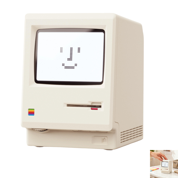 Maclock Retro Pixel Alarm Clock, 1984 Computer Style Retro Decor, Vintage Alarm Clock with USB, Multiple Alarms, Adjustable Brightness