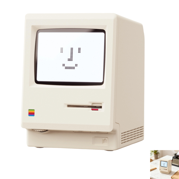 Maclock Retro Pixel Alarm Clock, Vintage Alarm Clock Gift, 1984 Computer Style, USB Desk Clock with Adjustable Brightness, Retro Decor