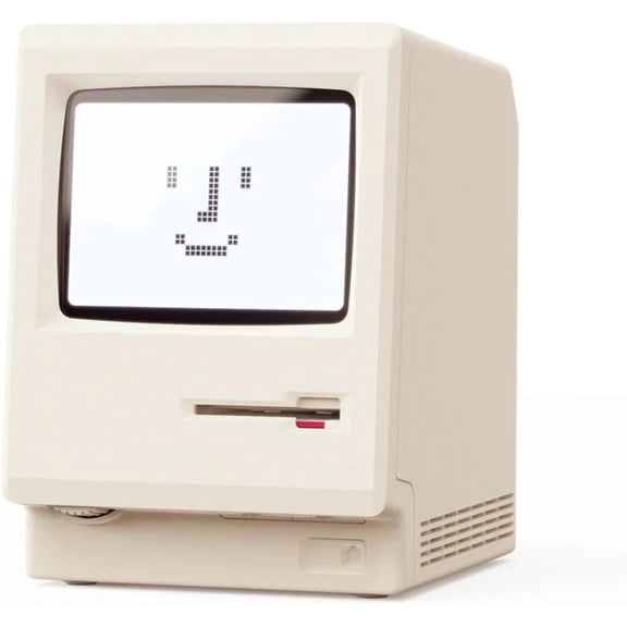 Maclock WB-8 Retro Pixel Alarm Clock, 1984 Computer Style Electronic Digital Clock, USB Desk Clock for Bedroom, Multiple Alarms, Calendar, Temperature, Adjustable Brightness
