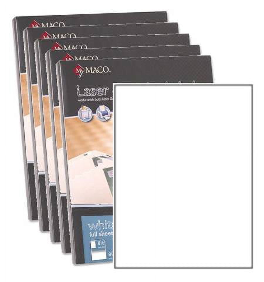 Maco ML0100 White FullSheet 8.5 x 11 inch Laser / Inkjet AllPurpose