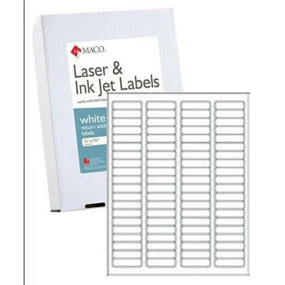 Maco ML-8025B White 1-3/4 x 1/2 inch Laser / Inkjet All-Purpose Printer Labels, 20,000 Per Box - Case of 6 Boxes (120,000 Labels)