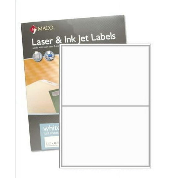 Maco (ML0200) White All-Purpose Labels, 5-1/2" X 8-1/2", 200/Box - Pack of 2 Boxes (400 Labels in all)