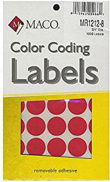 Maco Color Coding Labels - 450 Round 1/4" White Peel & Stick Labels For Organization