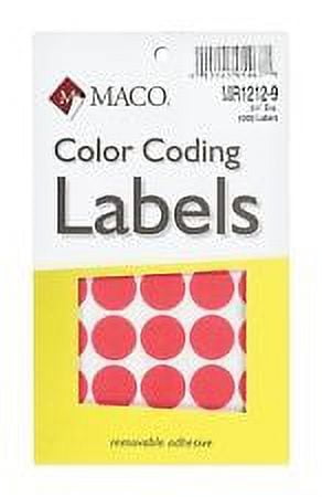 Maco MR1212-9 Red Glo Color Coding Labels, Round 3/4