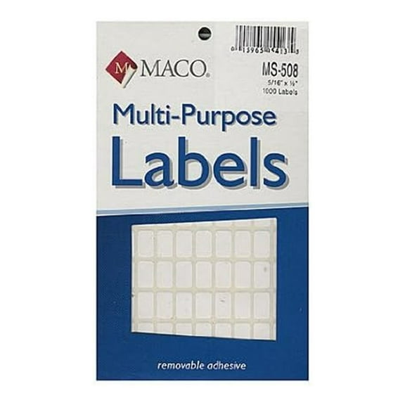 Maco Multi-Purpose Handwrite Labels, Rectangular, 5/16" x 1/2", 1000/Box [PACK OF 6 BOXES ]