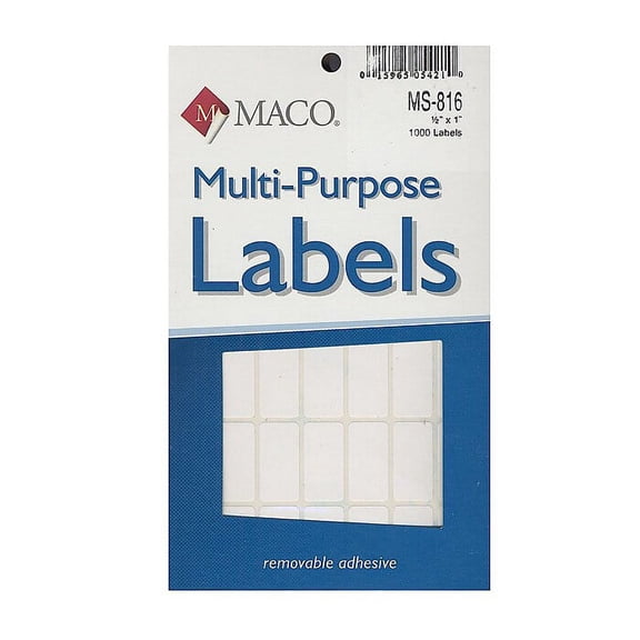 Maco Multi-Purpose Handwrite Labels rectangular 1/2 in. x 1 in. 1000 [PACK OF 6 ]