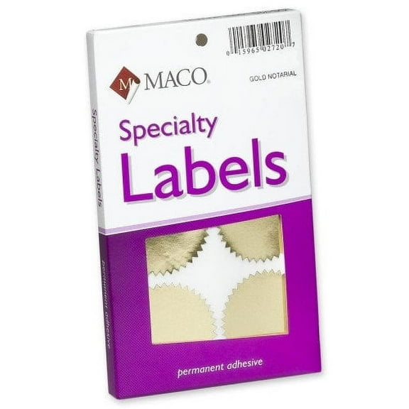 Maco OS720 Gold Notarial Seals, Self-Adhesive, 2" Diameter, 42 Per Box - 6 BOXES (252 LABELS)