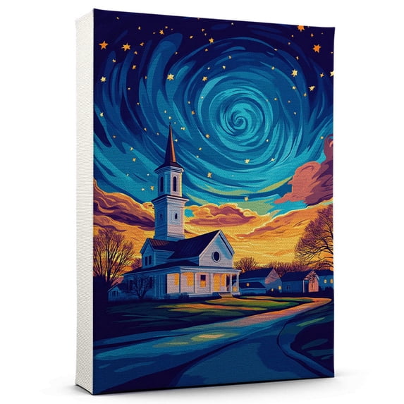 Macomb Travel Canvas Art Print, Illinois Wall Canvas Starry Night, Macomb Canvas Painting decorIllinois Travel Picture -97AZ803