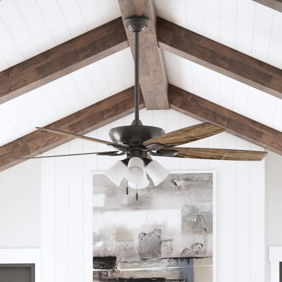 Macon Bay 62-in Bronze with Mocha/Toffee Blades Ceiling Fan With Light and Pull Chain Included 5 -Blade