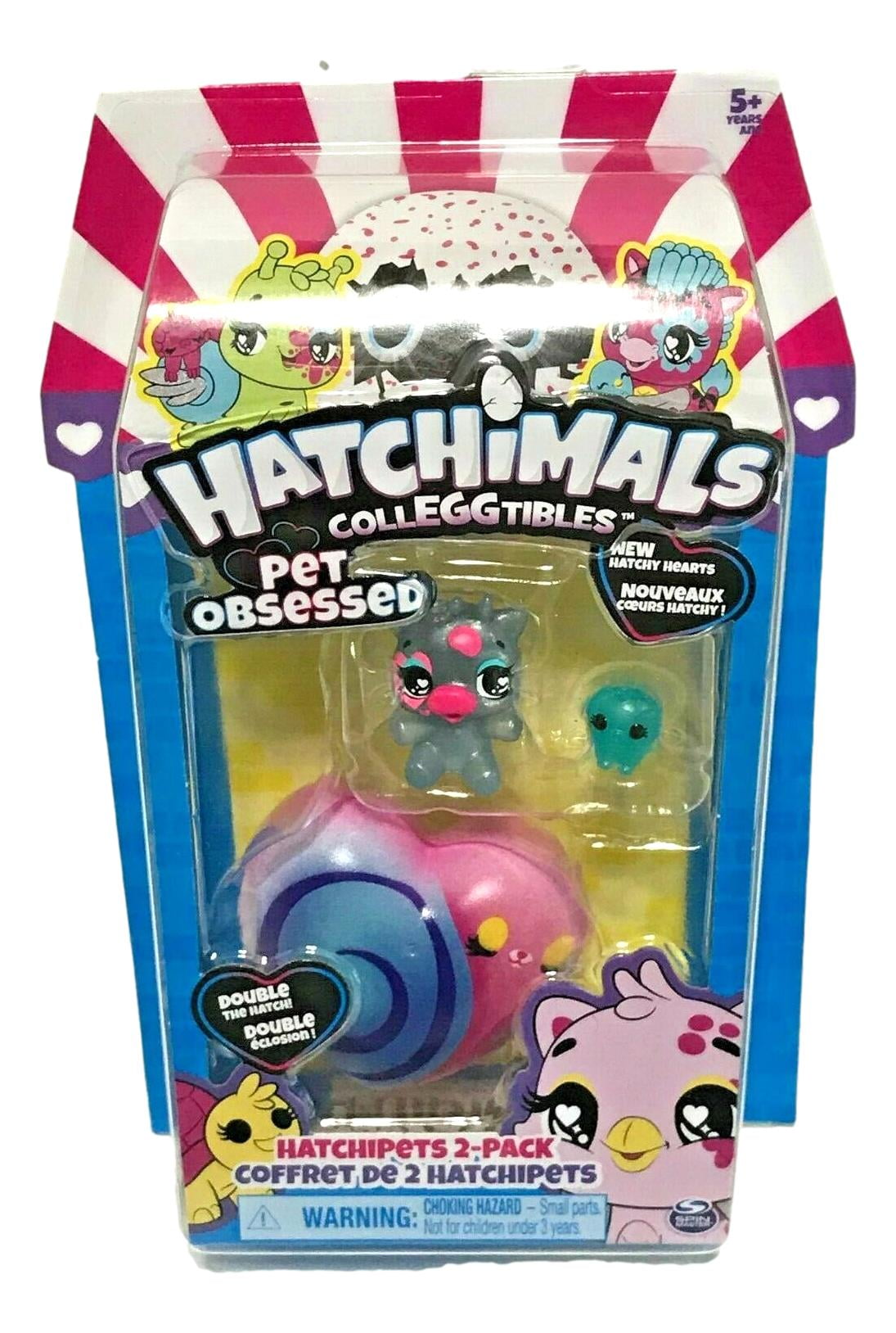 HATCHIMALS COLLEGGTIBLES - Pet Obsessed – Lot de 2 Hatchipets New Hatchy Hearts