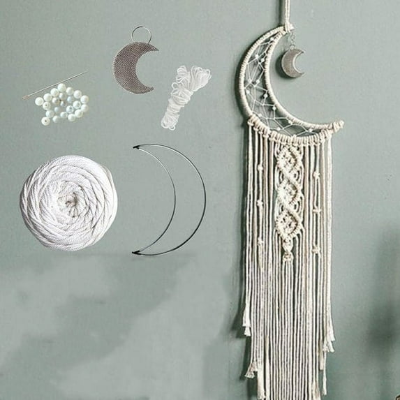 Macramé Moon Dreamcatcher DIY Craft Kit – Make Your Own Bohemian Style Home Décor Wall Hanging – Rewarding Art Project for Teens or Adults