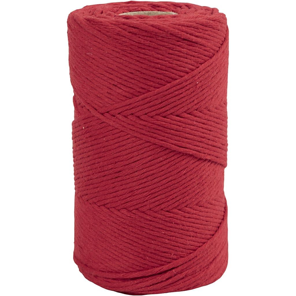 Macramé koord, L: 198 m, D 2 mm, 330 g/1 rol Creotime rood
