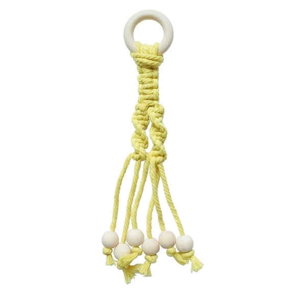 Macrame Banana Hanger with Wooden Beads, Cotton Rope Under Cabinet Banana Holder, Boho Style Fruit Storage Organizer for Home and Kitchen Decor