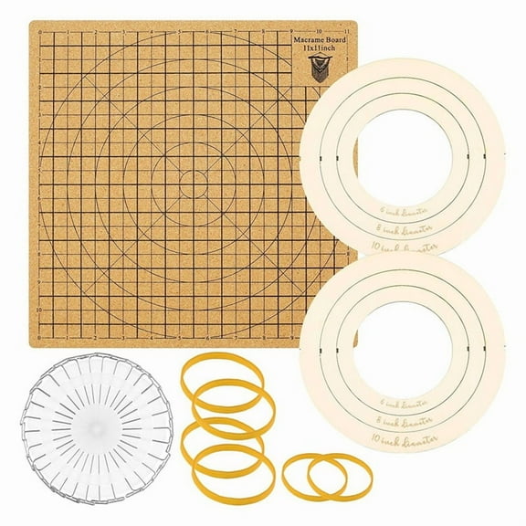 Macrame Board and Pins,12x12 in Macrame Project Board, Macrame Craft Board for Braiding Bracelet Scarves Craft Round Set