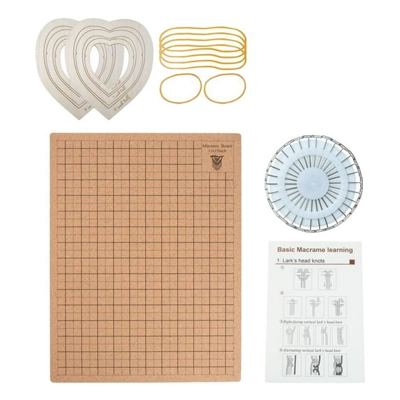Macrame Board and Ruler Portable with 30 Pins for Weaving Knitting 28x38cm Heart