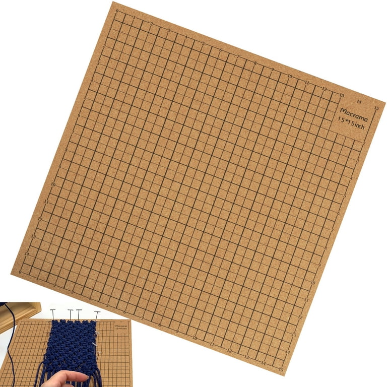 Macrame Board with Grids Double Sided Macrame Project Board with 50 T-pins  Reusable Macrame Cork Board Portable Lightweight 40×40cm 