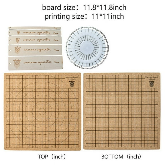 Macrame Board with Pins,Double Side Macrame Project Board with Grids,12in Handmade Braiding Board with Instructions