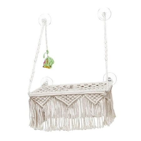 Macrame Cat Hammock Basket Hanging House Boho Space Saving Swing Bed for Indoor