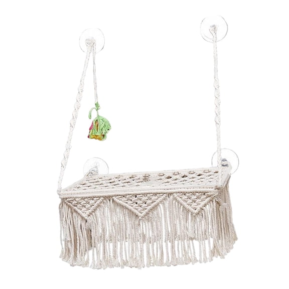 Macrame Cat Hammock Basket Hanging House Boho Space Saving Swing Bed for Indoor