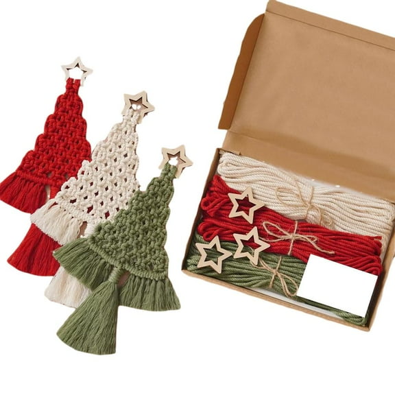 Macrame Christmas Tree Tapestry Kit, DIY Craft Set for Holiday Decor