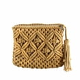 thumbnail image 1 of Macrame Clutch with Tassel, Tan, 1 of 2