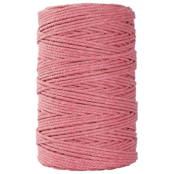 Macrame Cord 3mm 100 Meters, Natural Cotton Yarn for DIY Knitting Crafts, Decorative Rope for Wall Hangings, Gift Wrapping, Gardening Bundling(Pink)