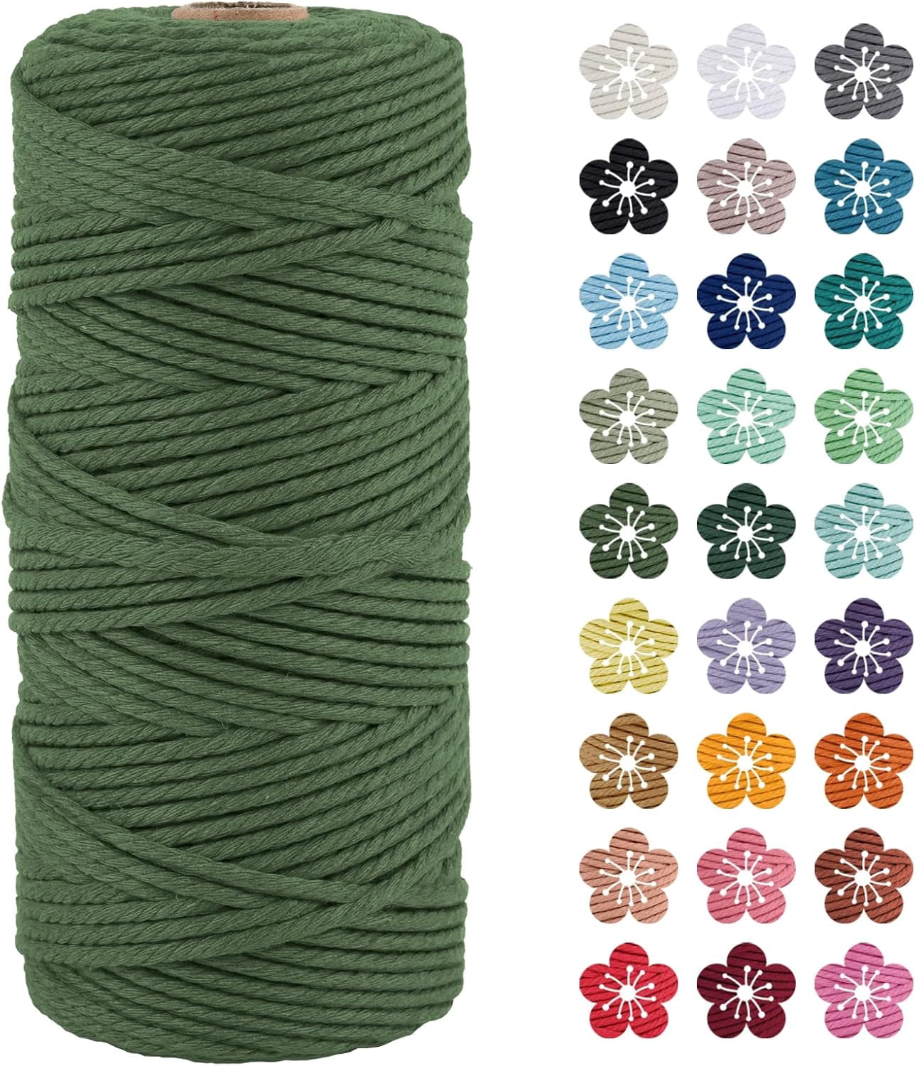 Macrame Cord 3mm x 100m, Thick Macrame Rope Natural Cotton Rope Craft ...