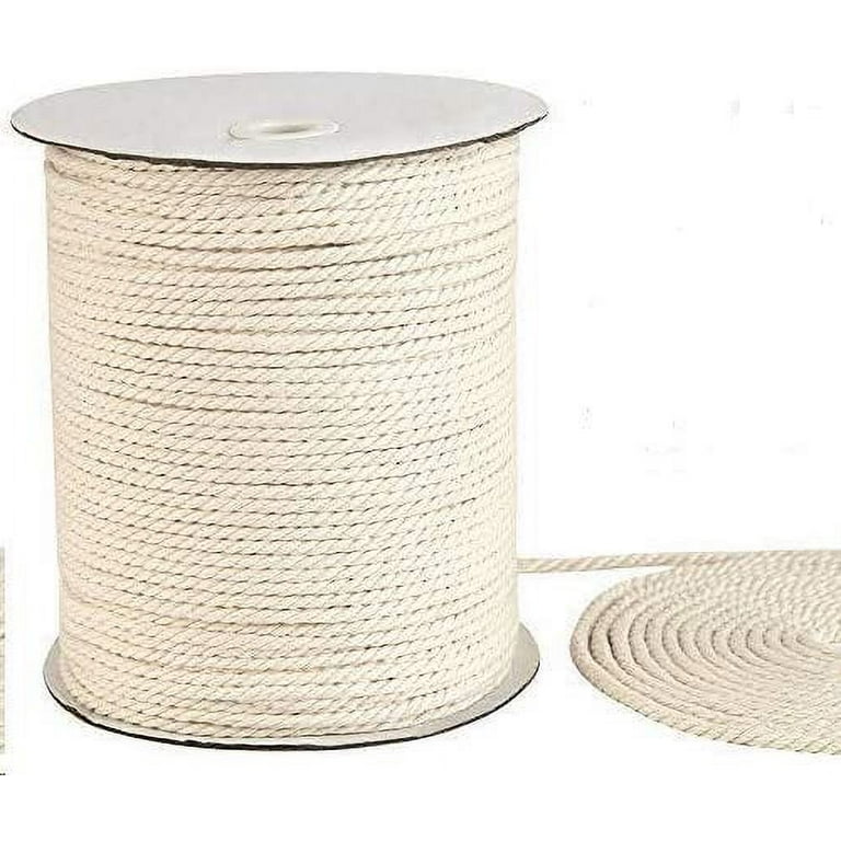 Tenn Well 8mm Cotton Cord, 18M 3Ply Twisted Macrame Cotton Rope for Crafts, Wall Hangings, Plant Hangers, Knotting (Beige)