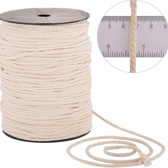 Macrame Cord 4mm x 240yd | Cotton Macrame Rope | 3 Strand Twisted Cotton Cord for Handmade Plant Hanger Wall Hanging Craft Making