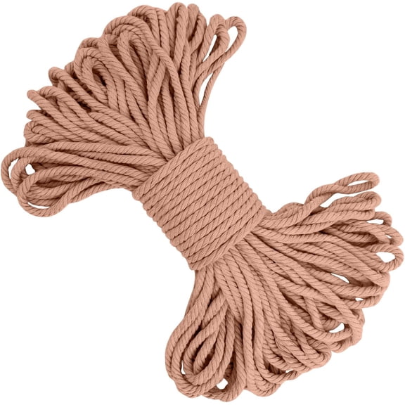 Macrame Cord 5mm x 22 Yards, Thick Rope Yarn Natural Cotton Cord, Colored Craft String for Plant Hanger, Wall Hanging, DIY Crafts, Knitting, Home Décor (Apricot) Apricot 5mm*22yards