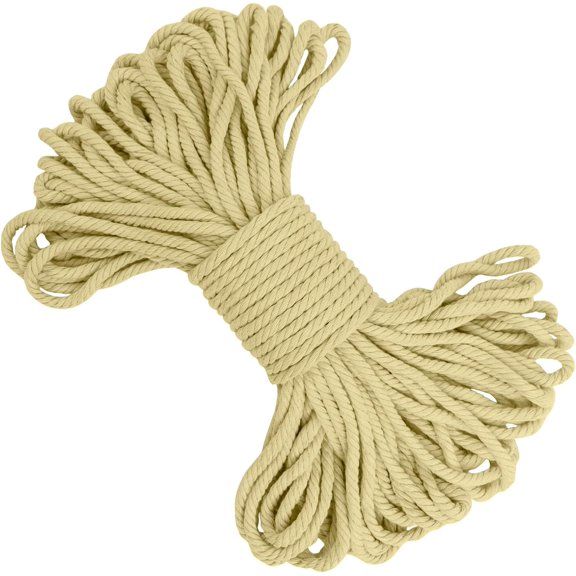 Macrame Cord 5mm x 22 Yards, Thick Rope Yarn Natural Cotton Cord, Colored Craft String for Plant Hanger, Wall Hanging, DIY Crafts, Knitting, Home Décor (Light Yellow) Light Yellow 5mm*22yards