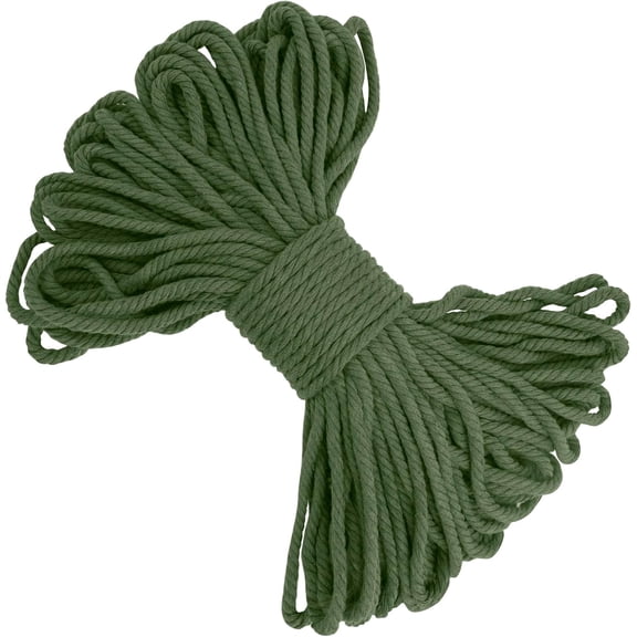 Macrame Cord 5mm x 22 Yards, Thick Rope Yarn, Natural Cotton for Plant Hangers, Wall Hangings, DIY Crafts, Home Decor (Army Green) Army Green 5mm*22yards