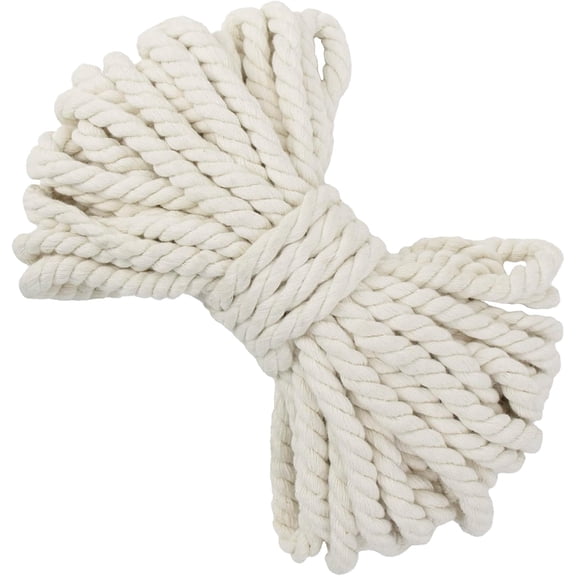 Macrame Cord 8mm x 11 Yards, Thick Rope Yarn Natural Cotton Cord, Colored Craft String for Plant Hanger, Wall Hanging, DIY Crafts, Knitting, Home Décor (Natural) 8mm*11yards