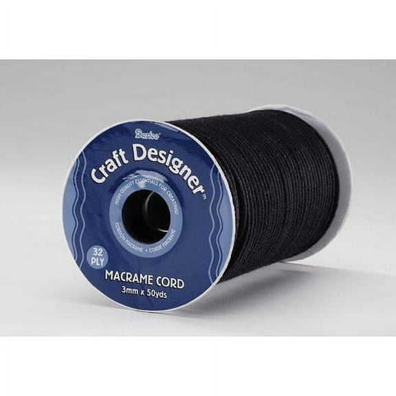 Macrame Cord Polyester Black 3Mm 32Ply 50Yd