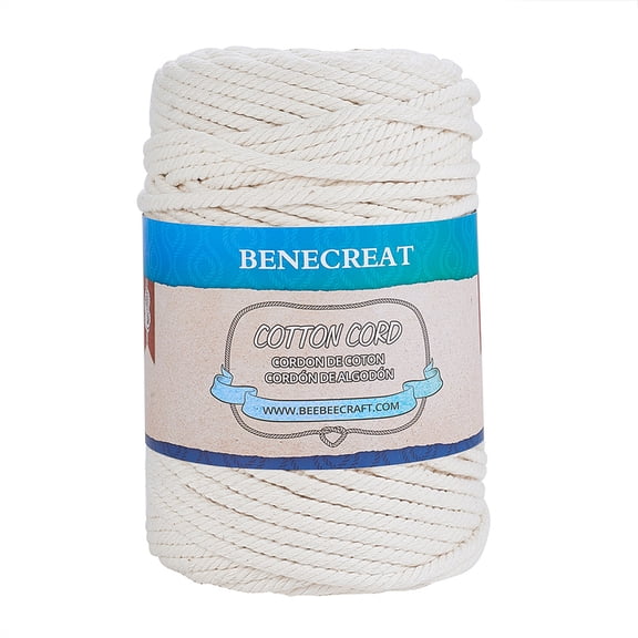 Macrame Cotton Cord Twisted Cotton Rope for Wall Hanging Plant Hangers Crafts and Wedding Decorations Creamy White 5mm 100m/roll